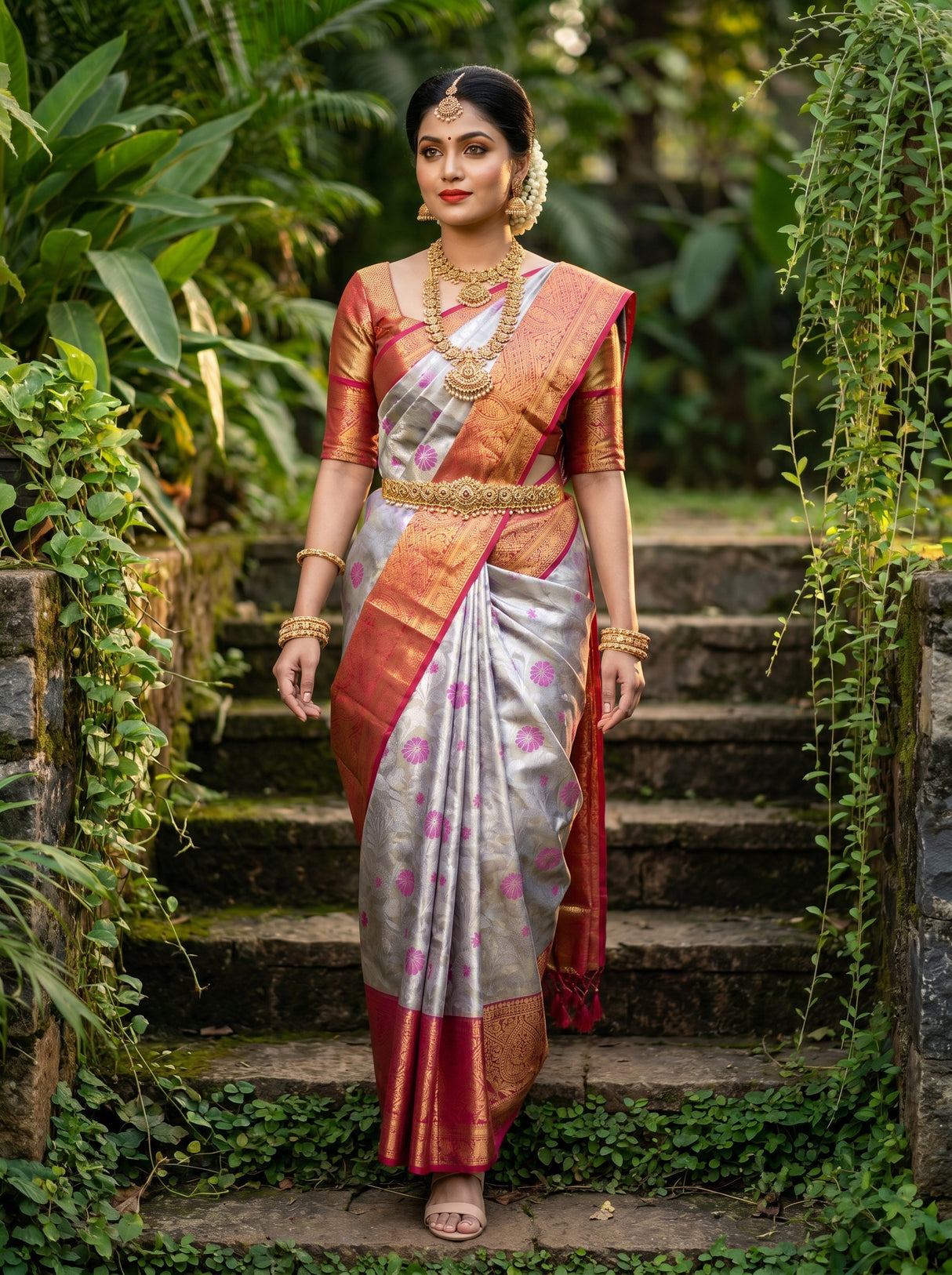 MIMOSA Violet Kanjivaram Art Silk Saree β pose 5 styling detail