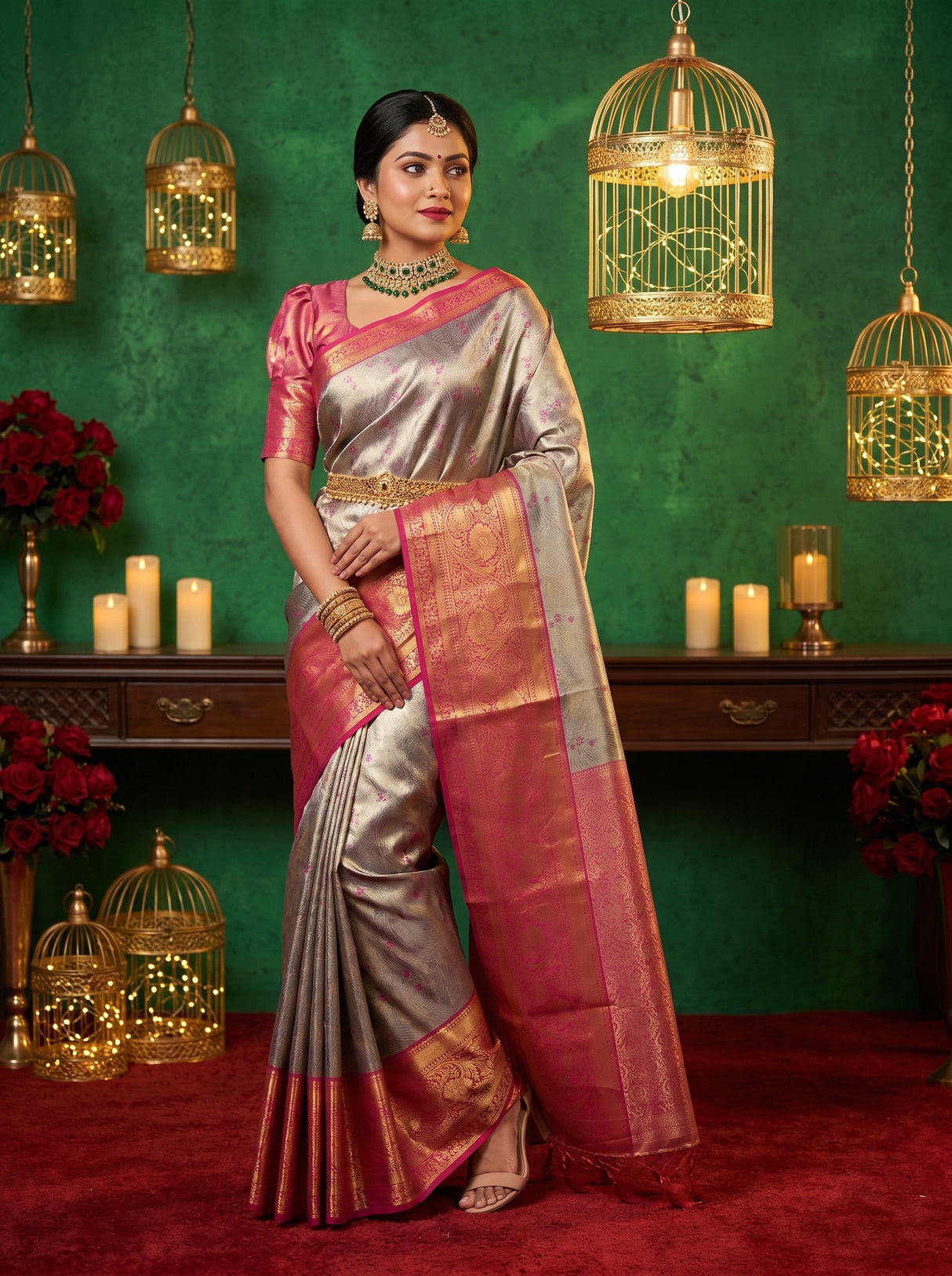 MIMOSA Lavender Kanjivaram Art Silk Saree β full view on model
