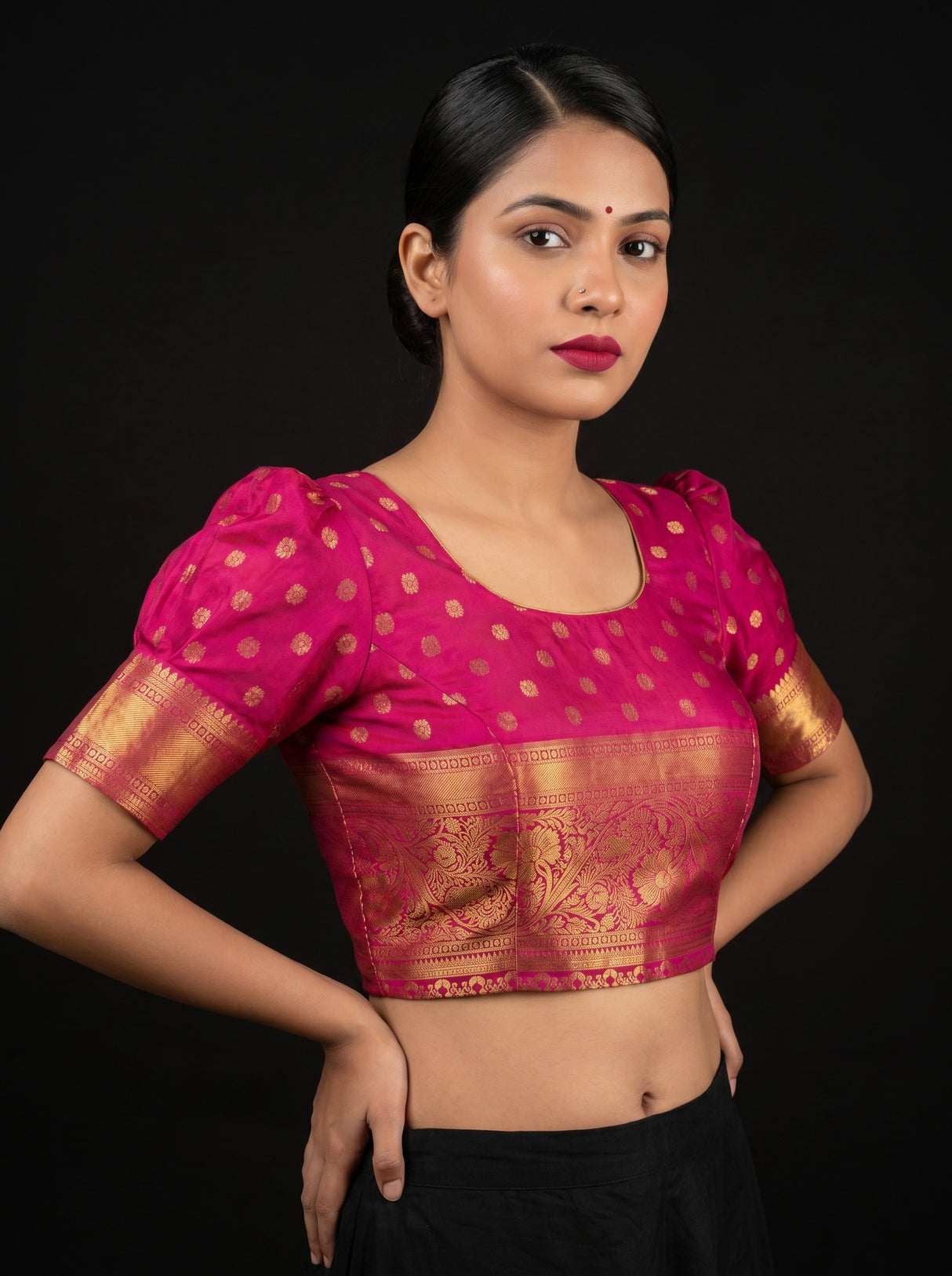MIMOSA Maroon Kanjivaram Art Silk Saree β blouse close-up