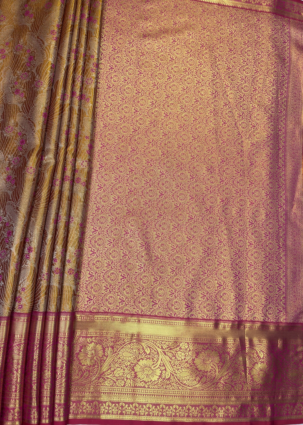 MIMOSA Maroon Kanjivaram Art Silk Saree β pallu and zari work detail