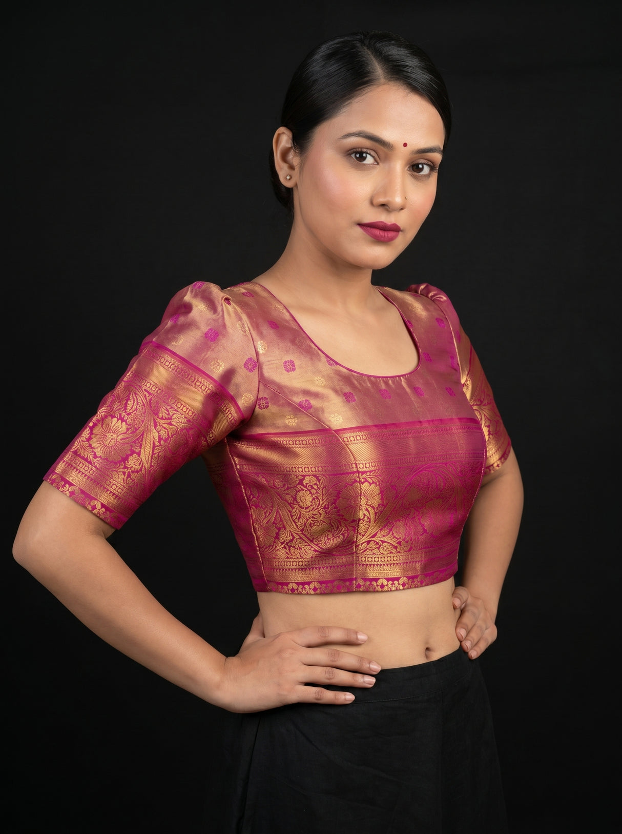 MIMOSA Saffire Kanjivaram Art Silk Saree β blouse close-up