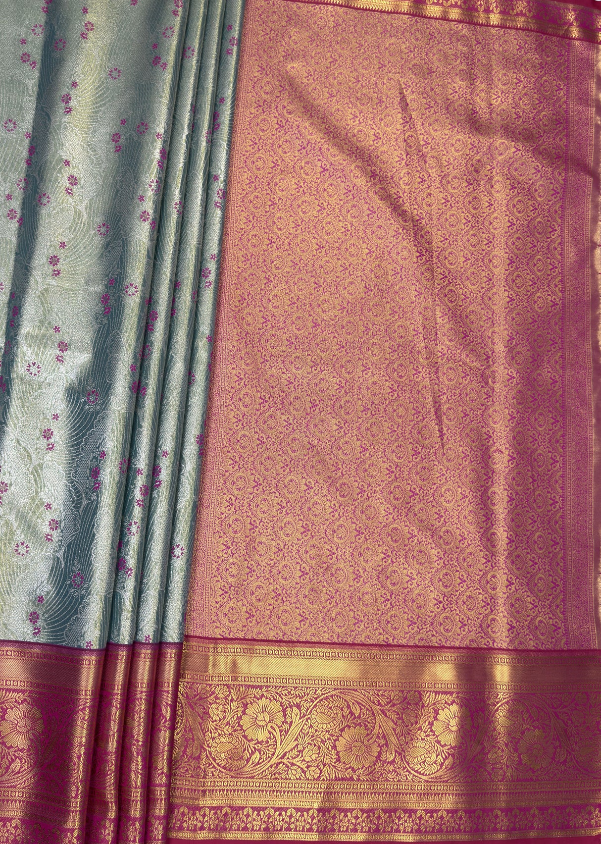 MIMOSA Saffire Kanjivaram Art Silk Saree β pallu and zari work detail