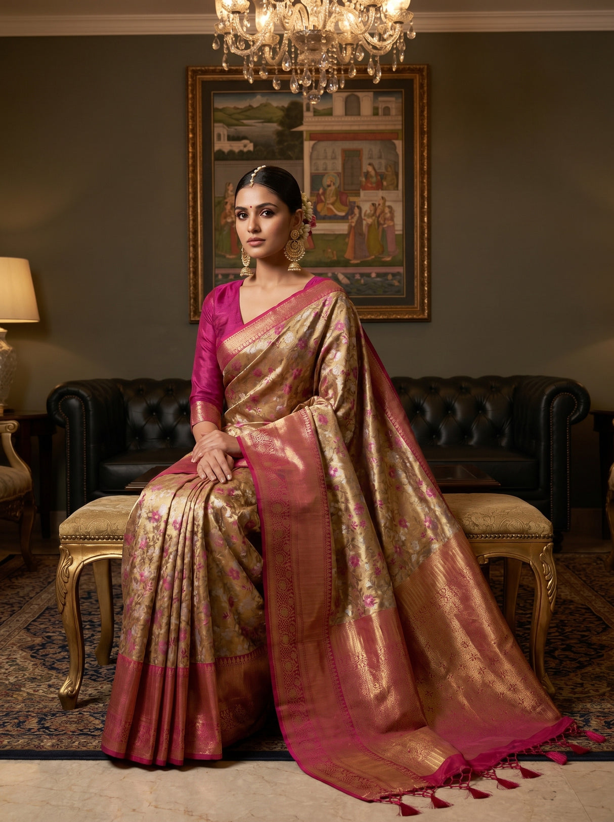 MIMOSA Maroon Kanjivaram Art Silk Saree β pose 8 styling detail