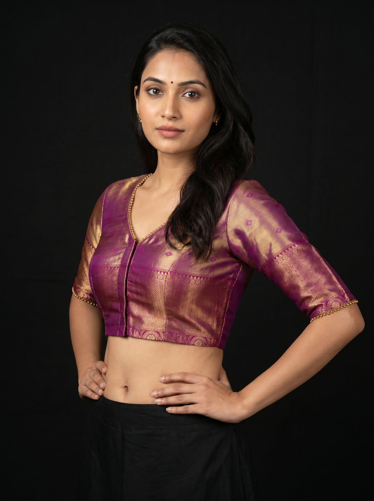 MIMOSA Maroon Kanjivaram Art Silk Saree β blouse close-up