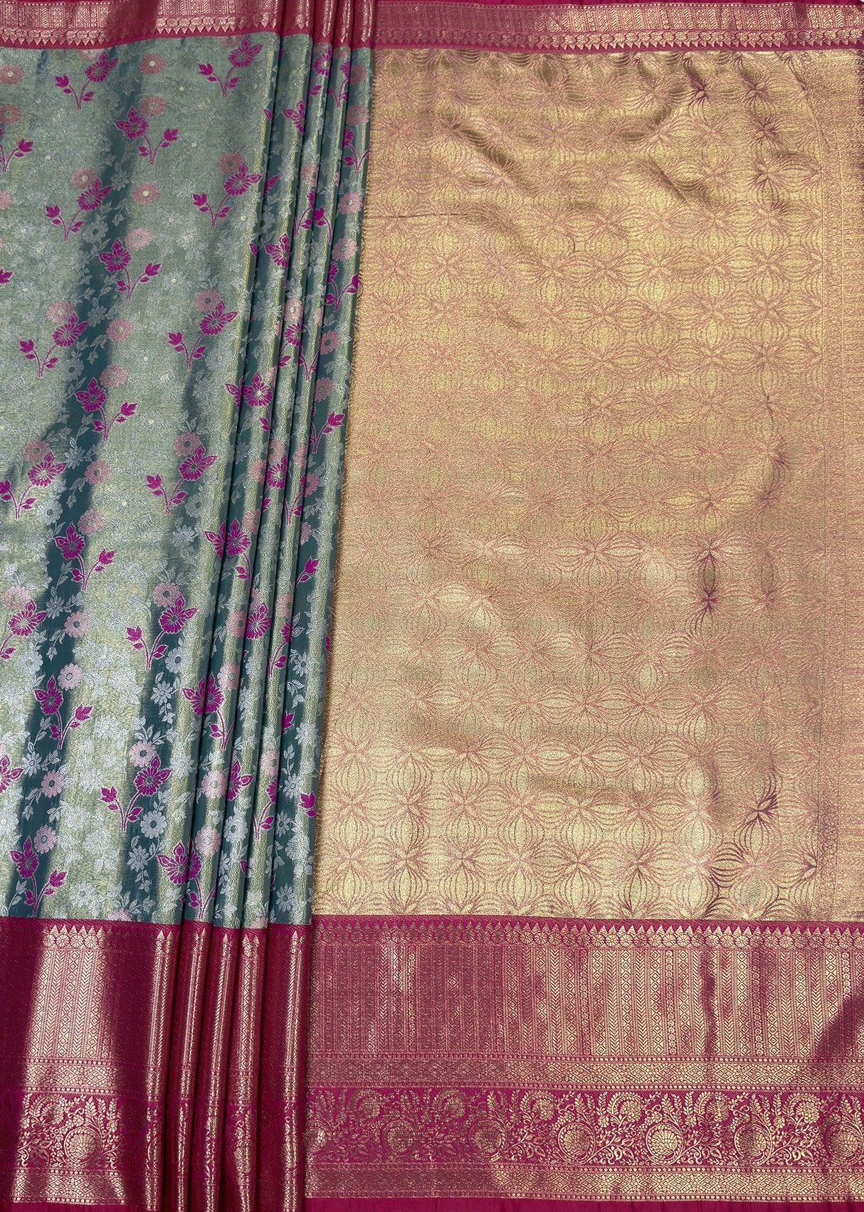 MIMOSA Saffire Kanjivaram Art Silk Saree β pallu and zari work detail