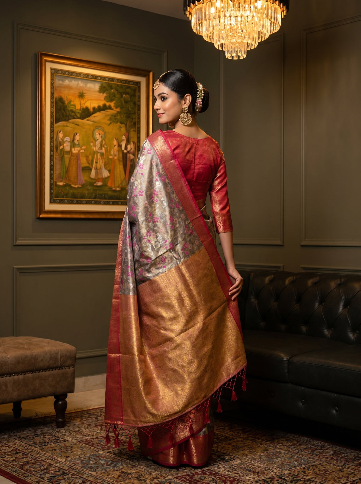 MIMOSA Violet Kanjivaram Art Silk Saree β pose 9 styling detail