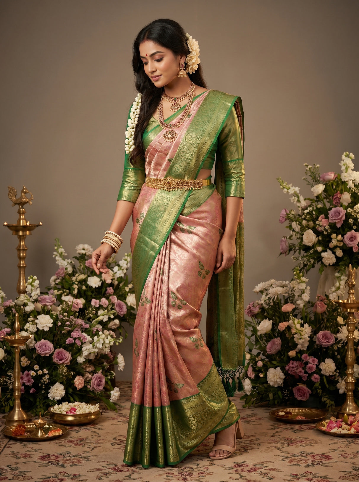 MIMOSA Gajari Kanjivaram Art Silk Saree β pose 8 styling detail
