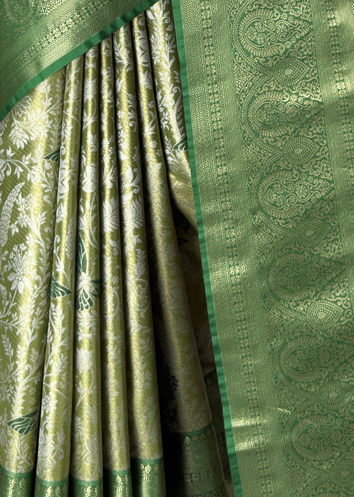 MIMOSA Olive Kanjivaram Art Silk Saree β fleets shot full lifestyle