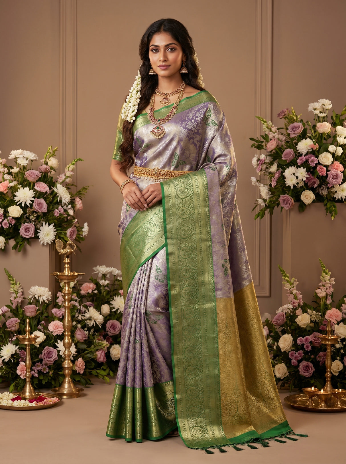 MIMOSA Violet Kanjivaram Art Silk Saree β Mannequin Draped View