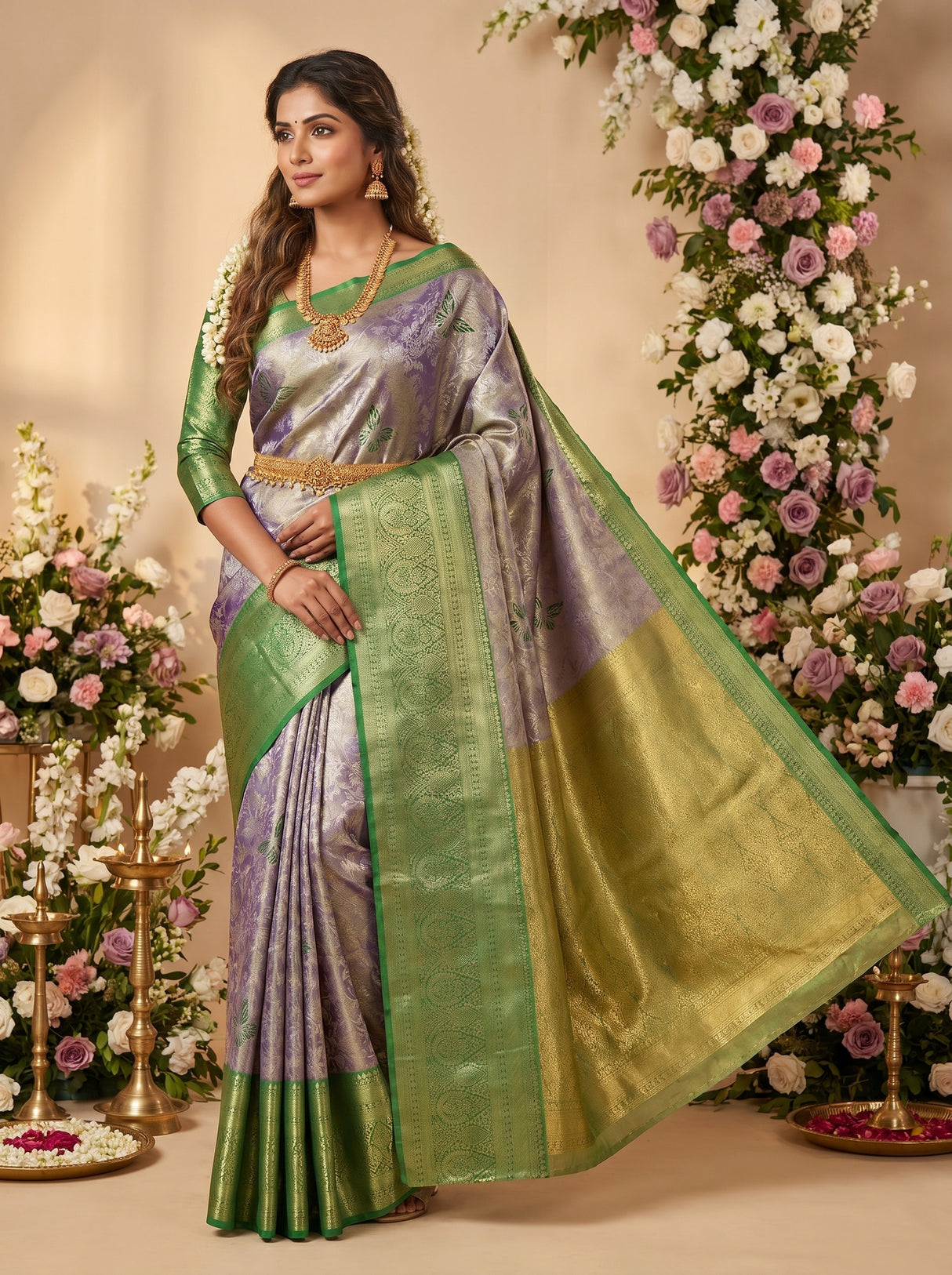 MIMOSA Violet Kanjivaram Art Silk Saree β pose 6 styling detail