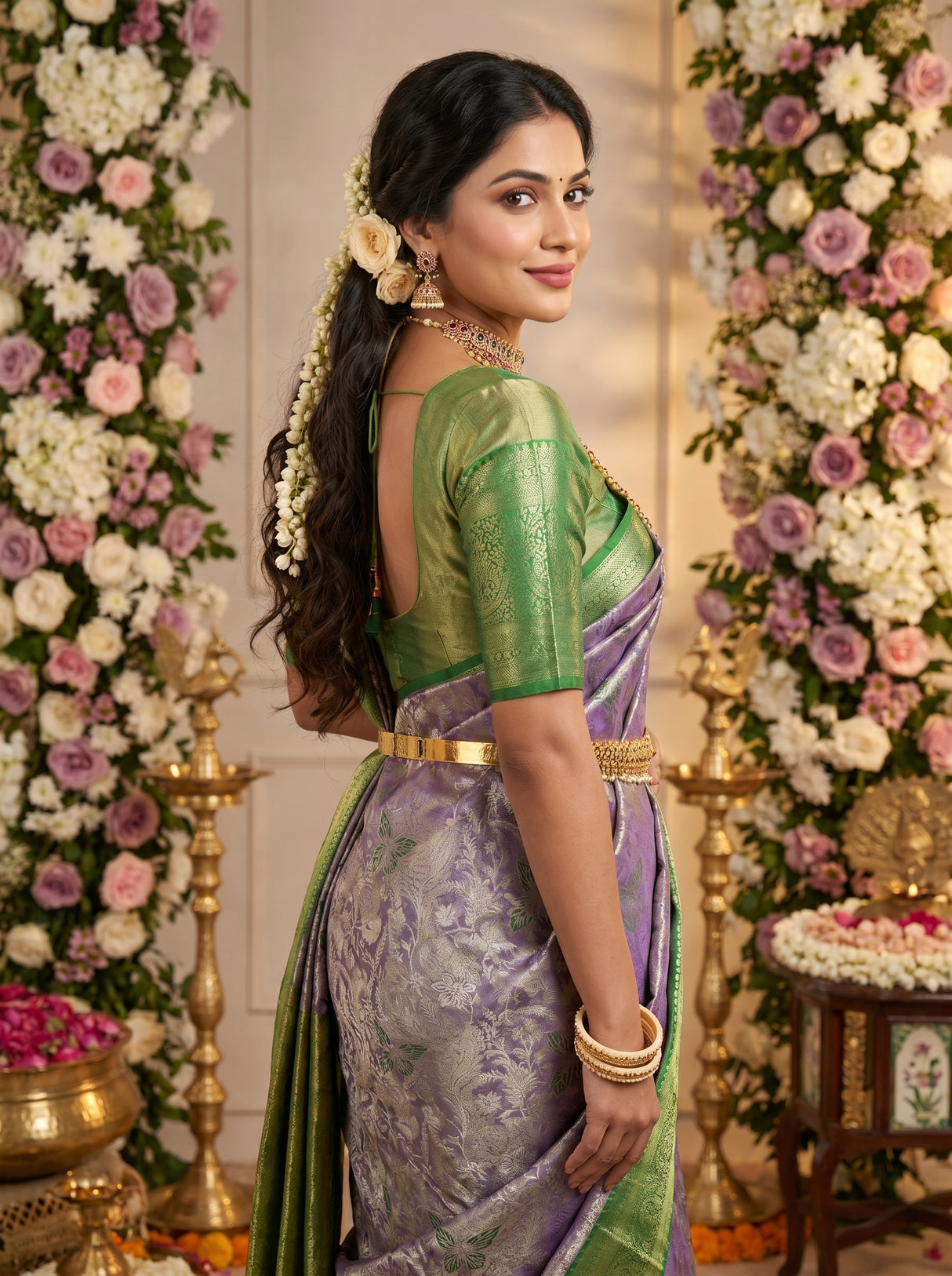 MIMOSA Violet Kanjivaram Art Silk Saree β pose 9 styling detail