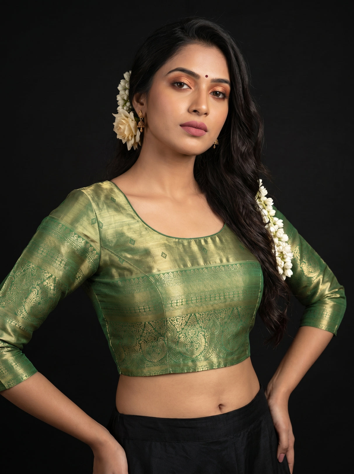 MIMOSA Violet Kanjivaram Art Silk Saree β blouse close-up