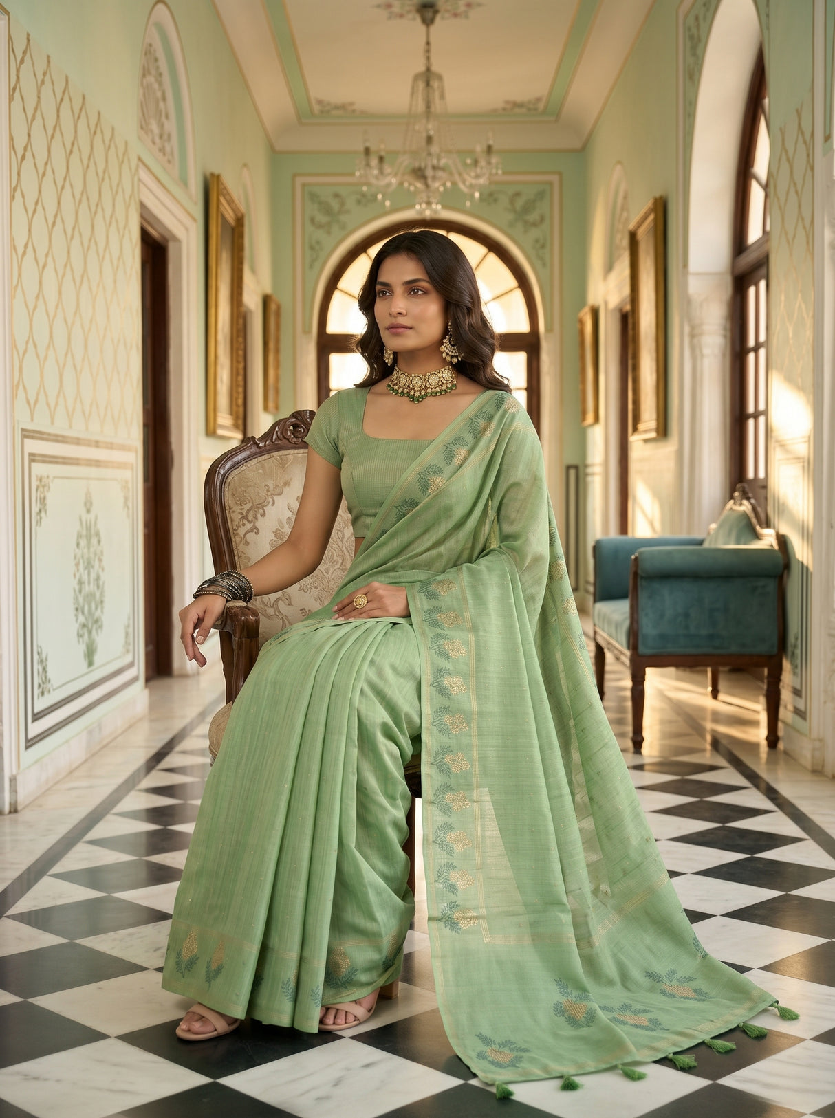 MIMOSA Pista Saree Saree — pose 8 styling detail