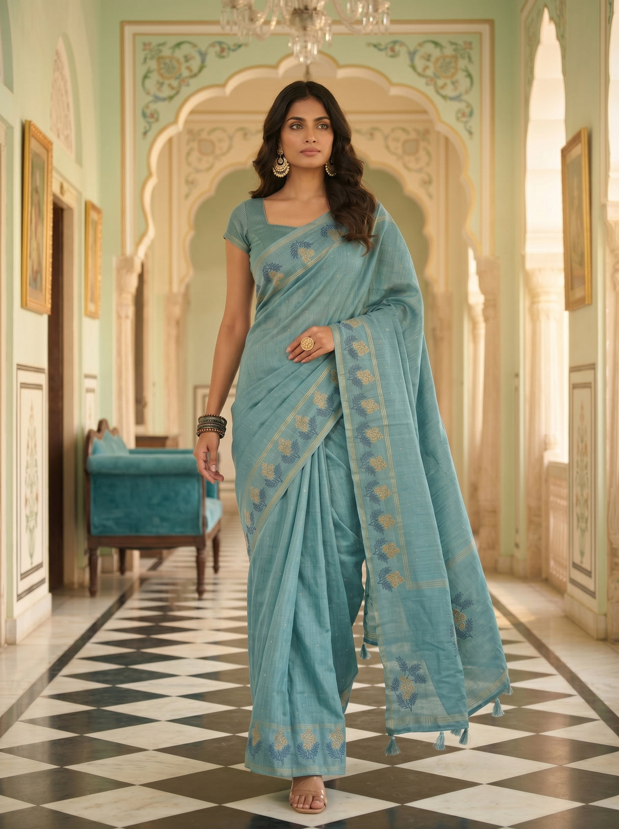 MIMOSA Sapphire Saree Saree — pose 6 styling detail