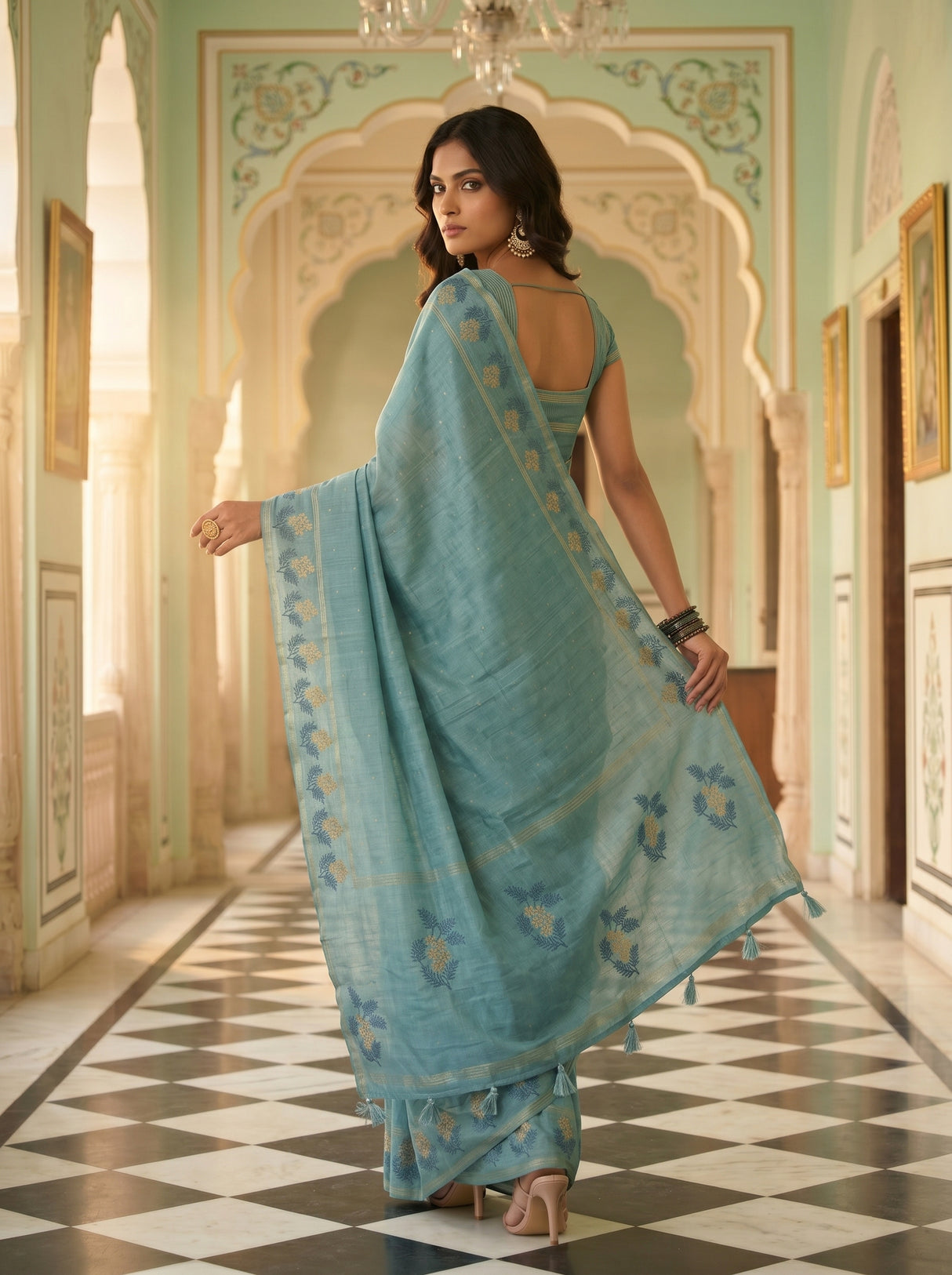 MIMOSA Sapphire Saree Saree — pose 7 styling detail