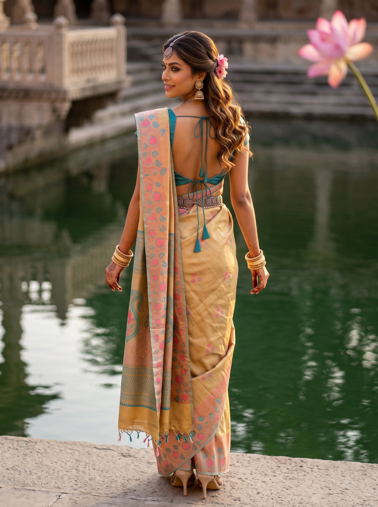 MIMOSA Ananda Saree Saree — pose 2 styling detail