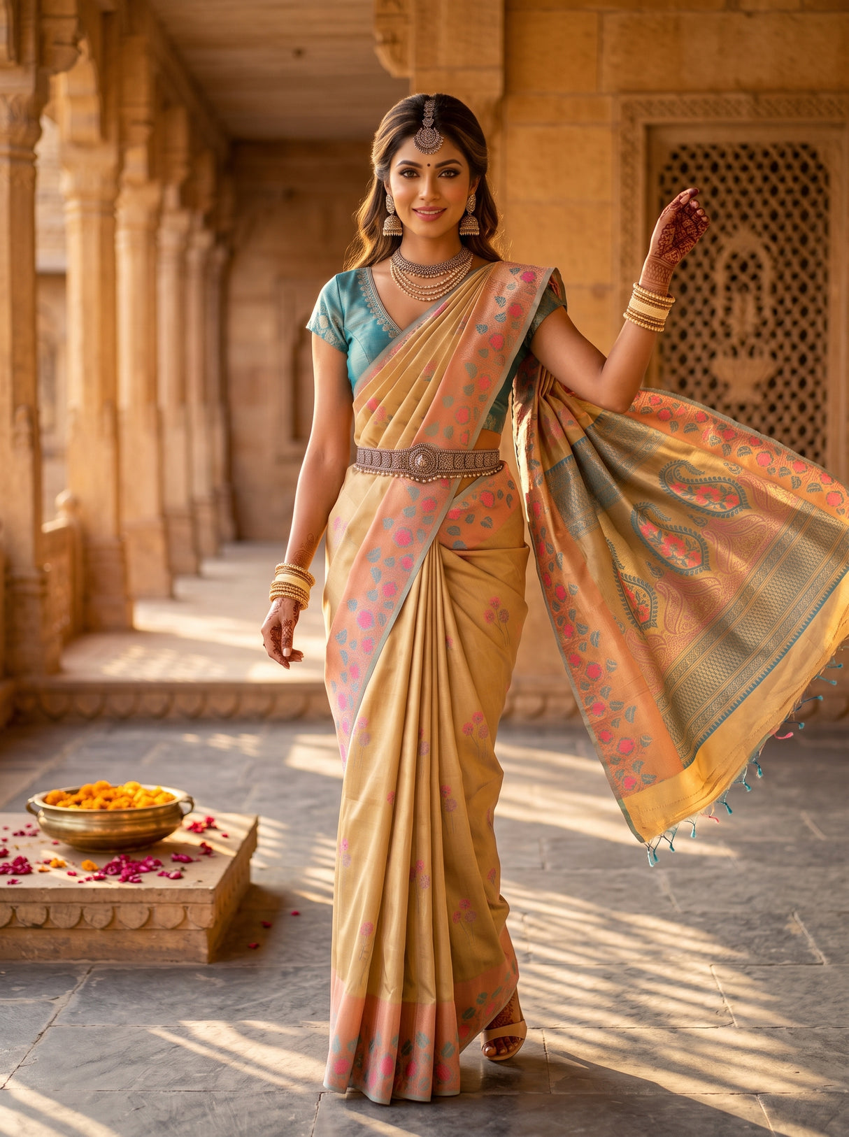 MIMOSA Ananda Saree Saree — pose 5 styling detail