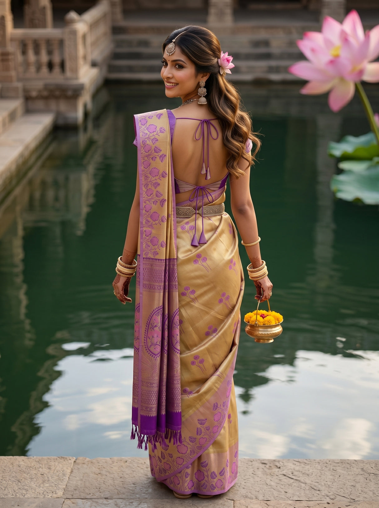 MIMOSA Magenta Saree Saree — pose 2 styling detail