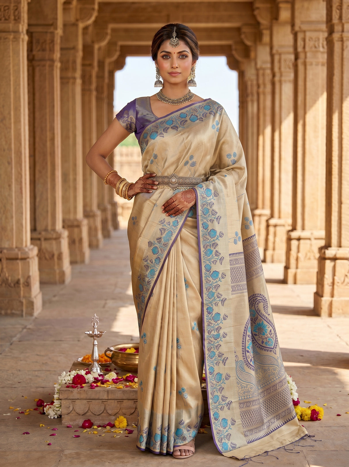MIMOSA Navy Saree Saree — pose 4 styling detail