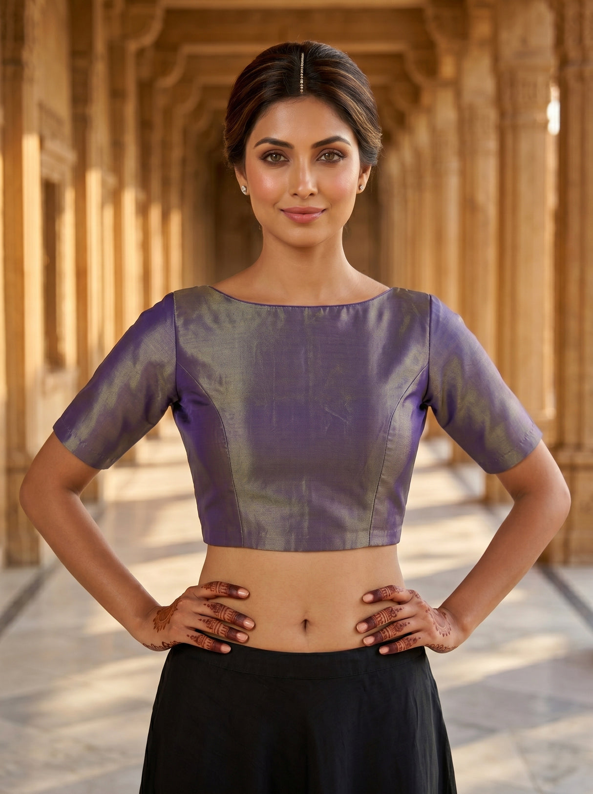 MIMOSA Navy Saree Saree — blouse close-up
