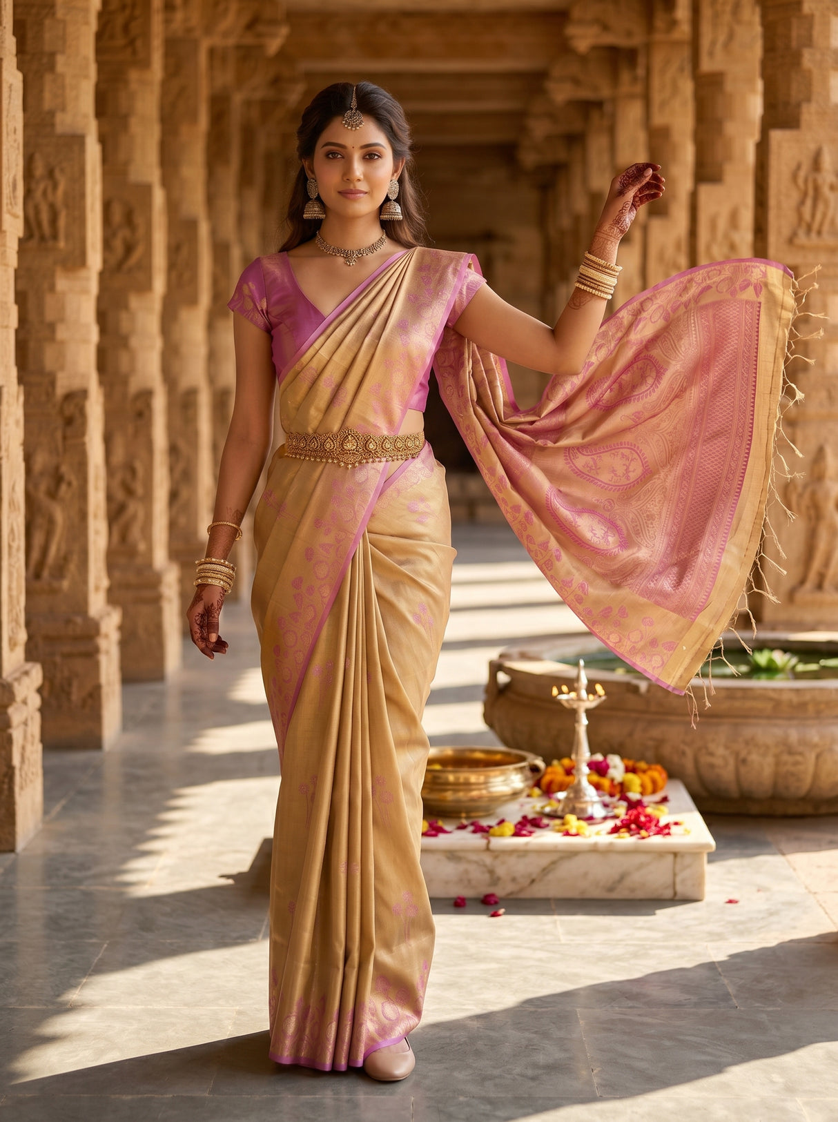 MIMOSA Pink Saree Saree — pose 5 styling detail