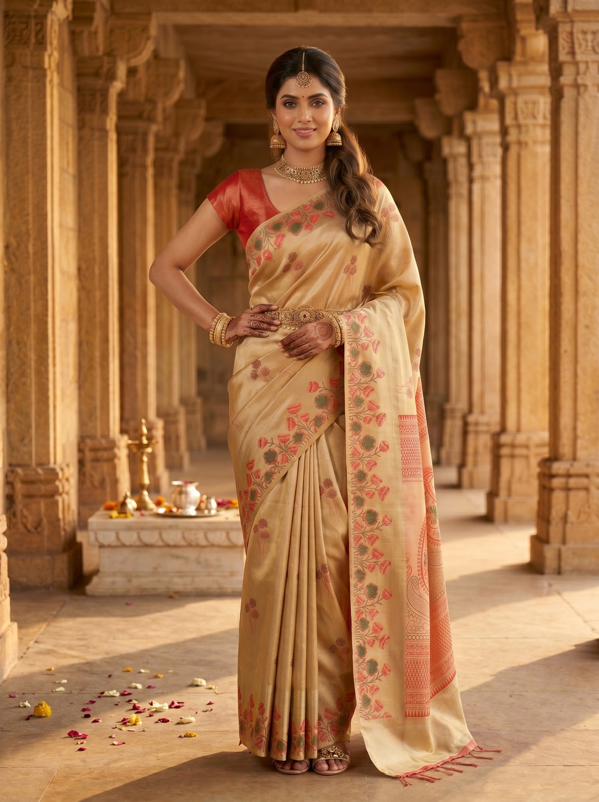 MIMOSA Red Saree Saree — pose 4 styling detail