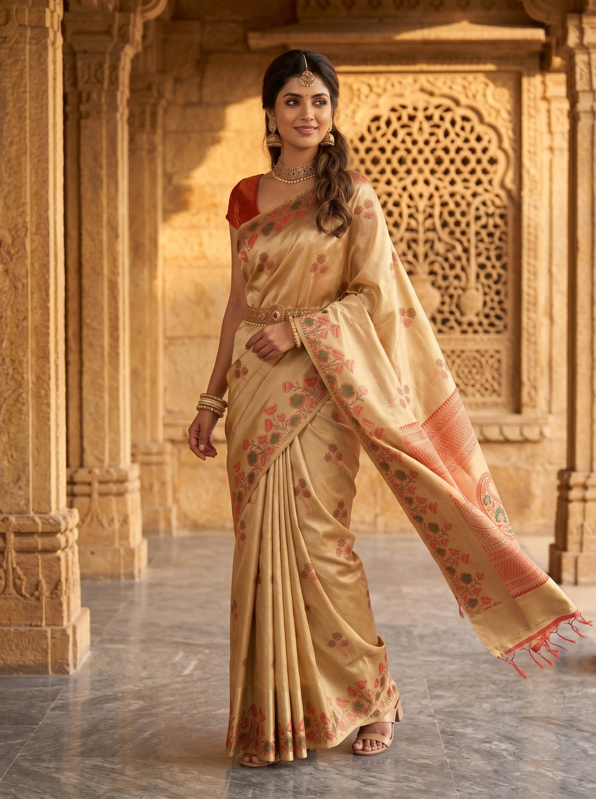 MIMOSA Red Saree Saree — pose 9 styling detail