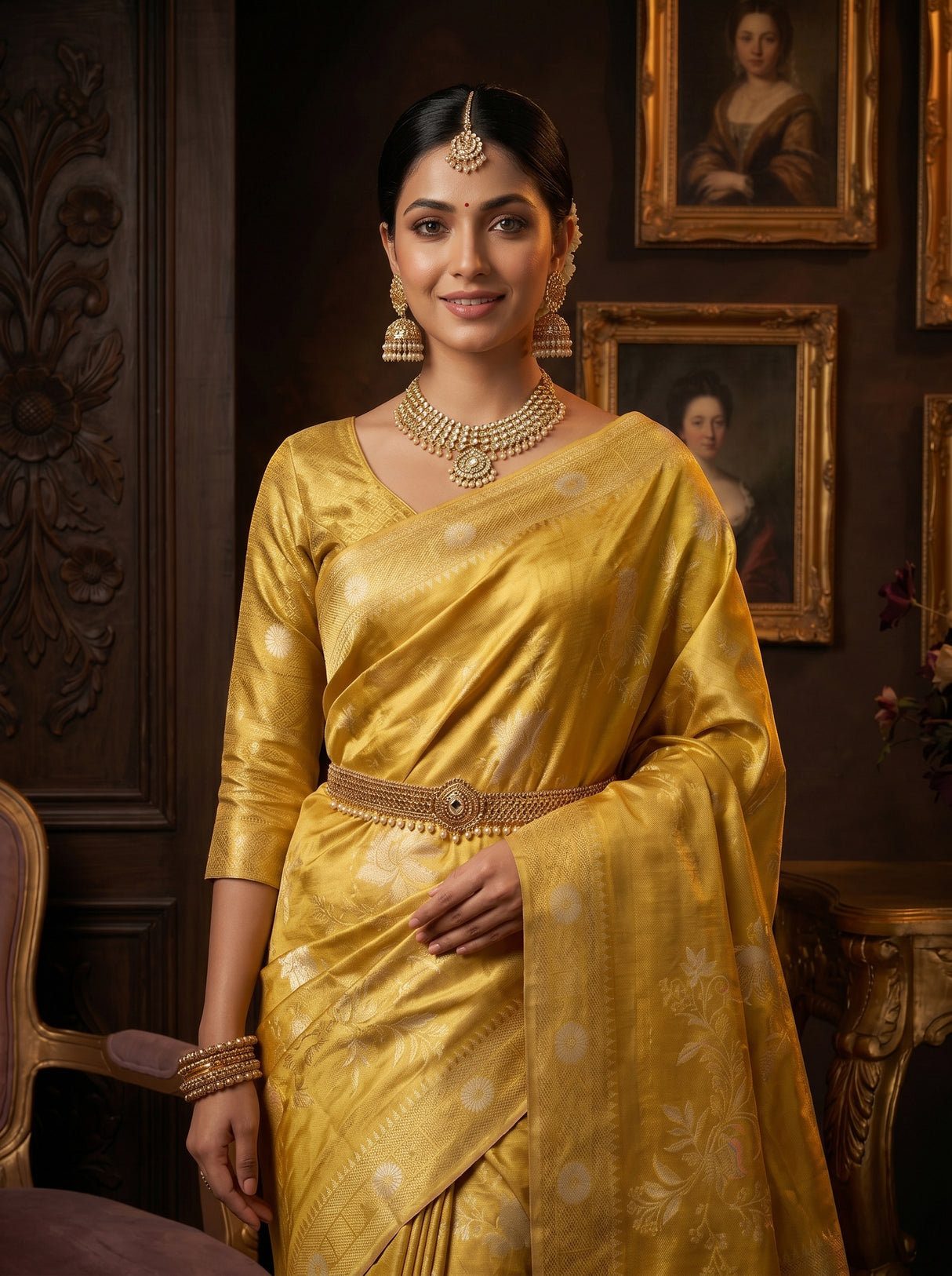 MIMOSA Gold Saree Saree — pose 10 styling detail