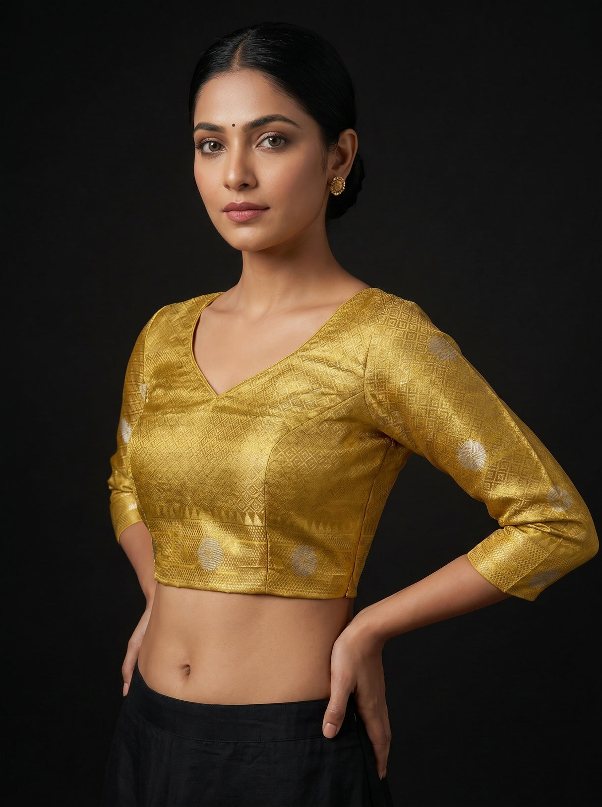 MIMOSA Gold Saree Saree — blouse close-up