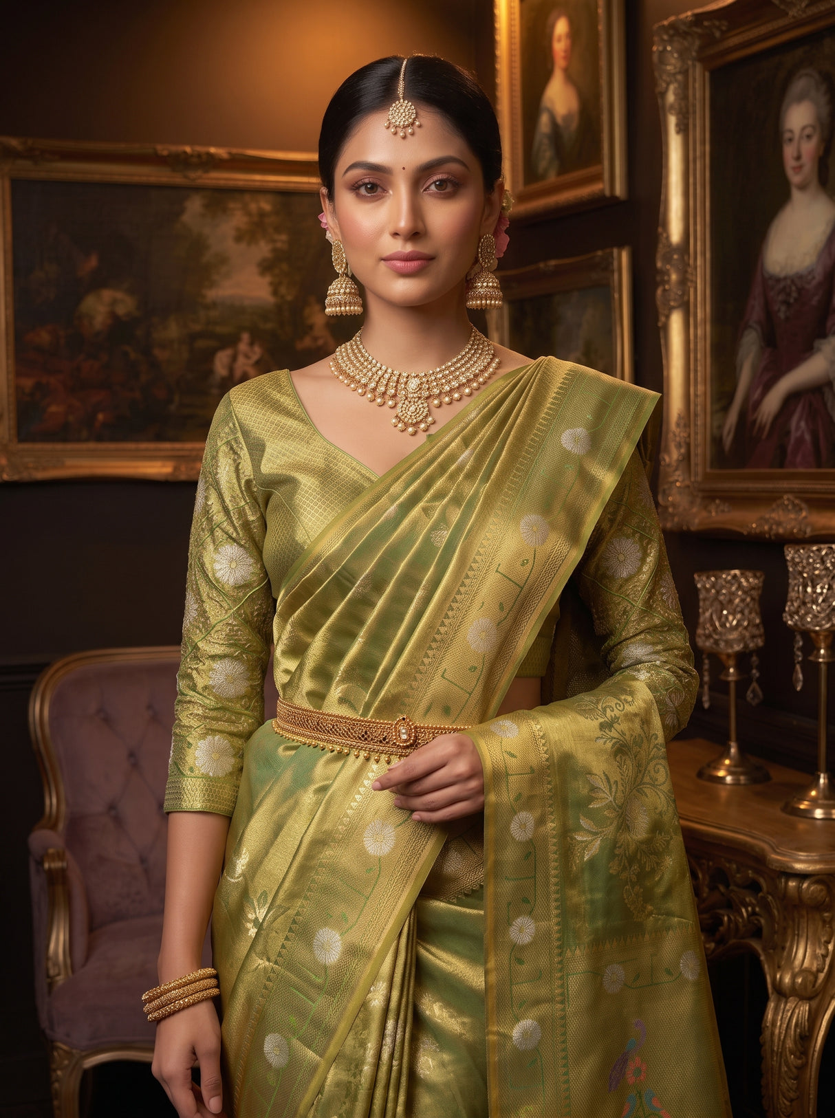 MIMOSA Green Saree Saree — pose 10 styling detail