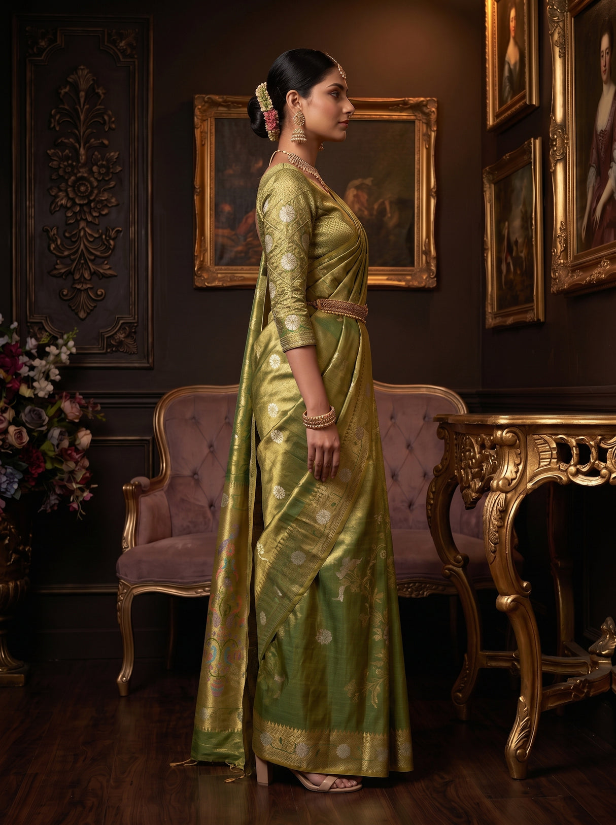 MIMOSA Green Saree Saree — pose 3 styling detail