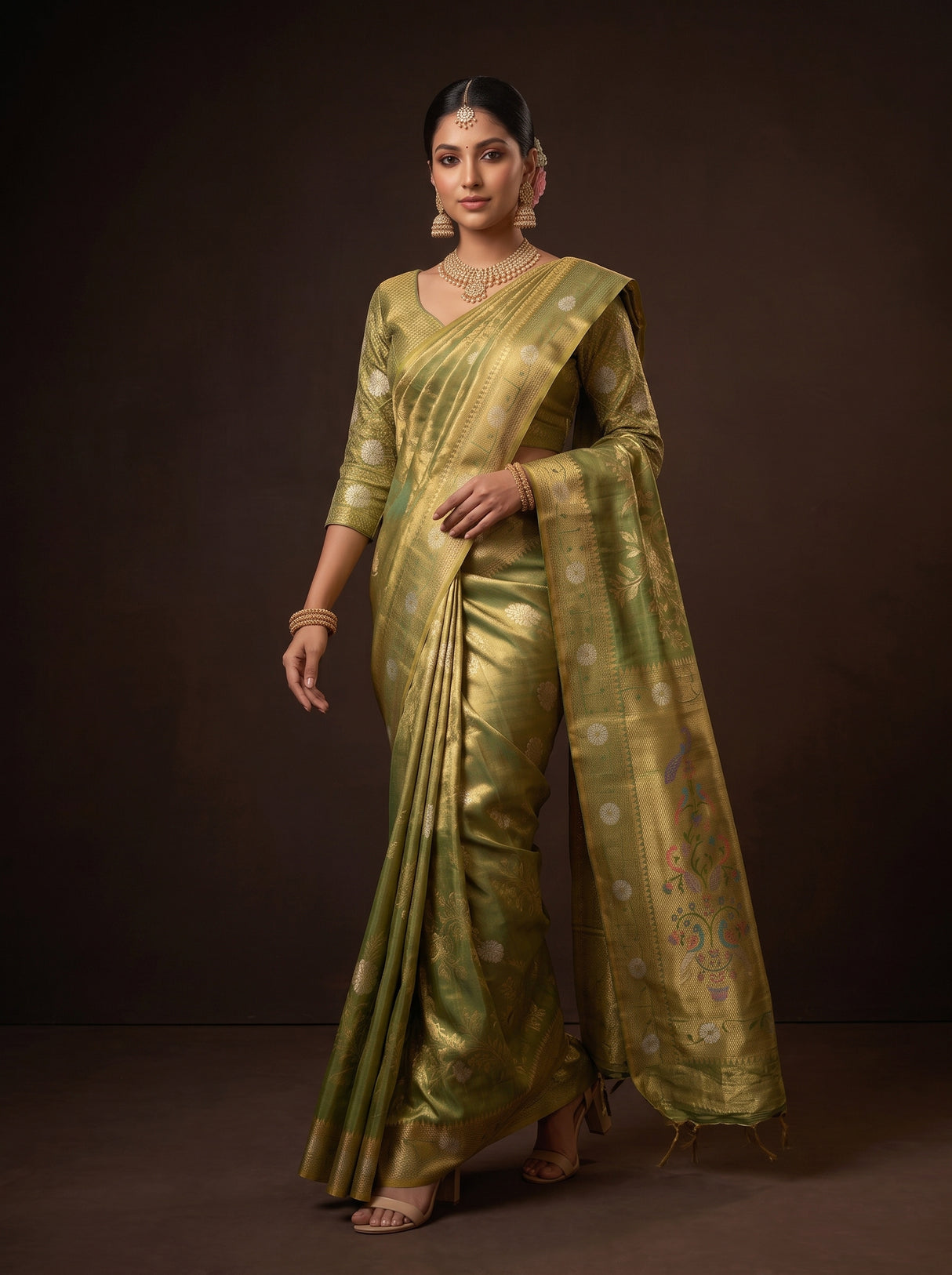 MIMOSA Green Saree Saree — pose 6 styling detail