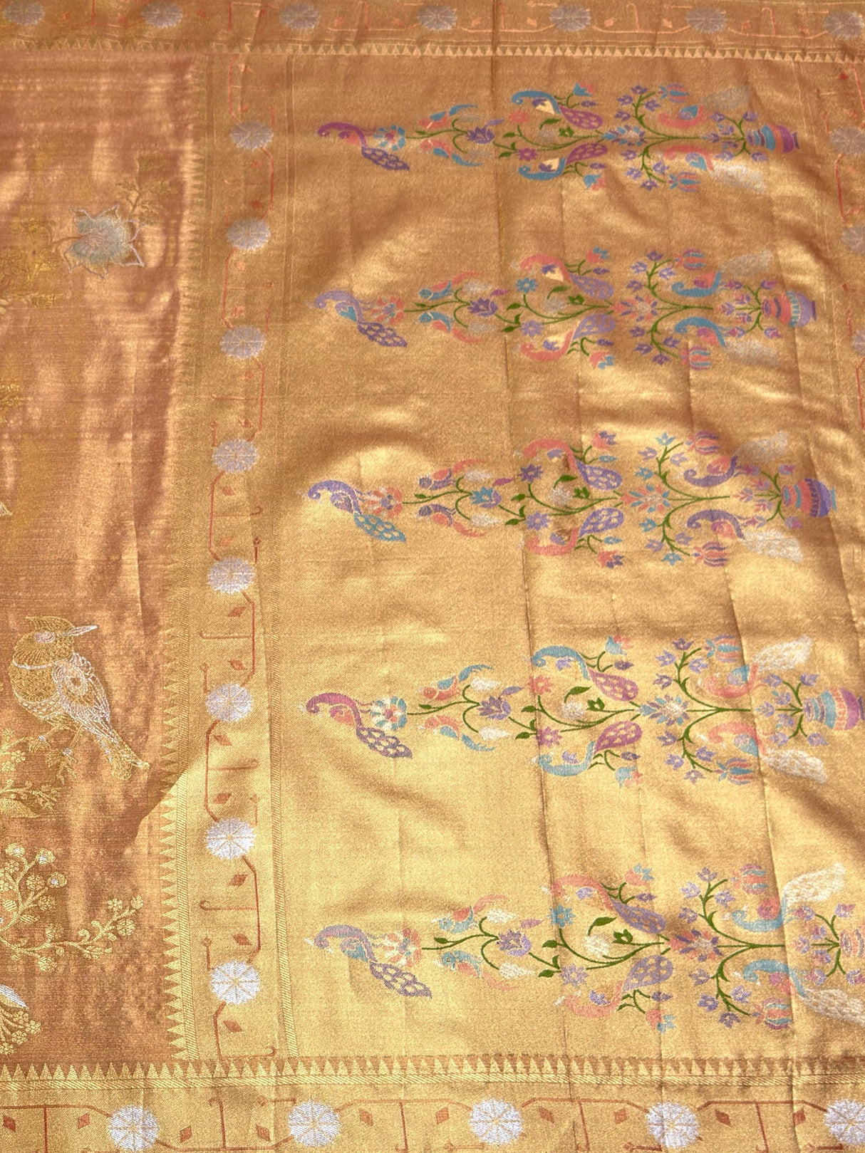 MIMOSA Orange Saree Saree — pallu and zari work detail