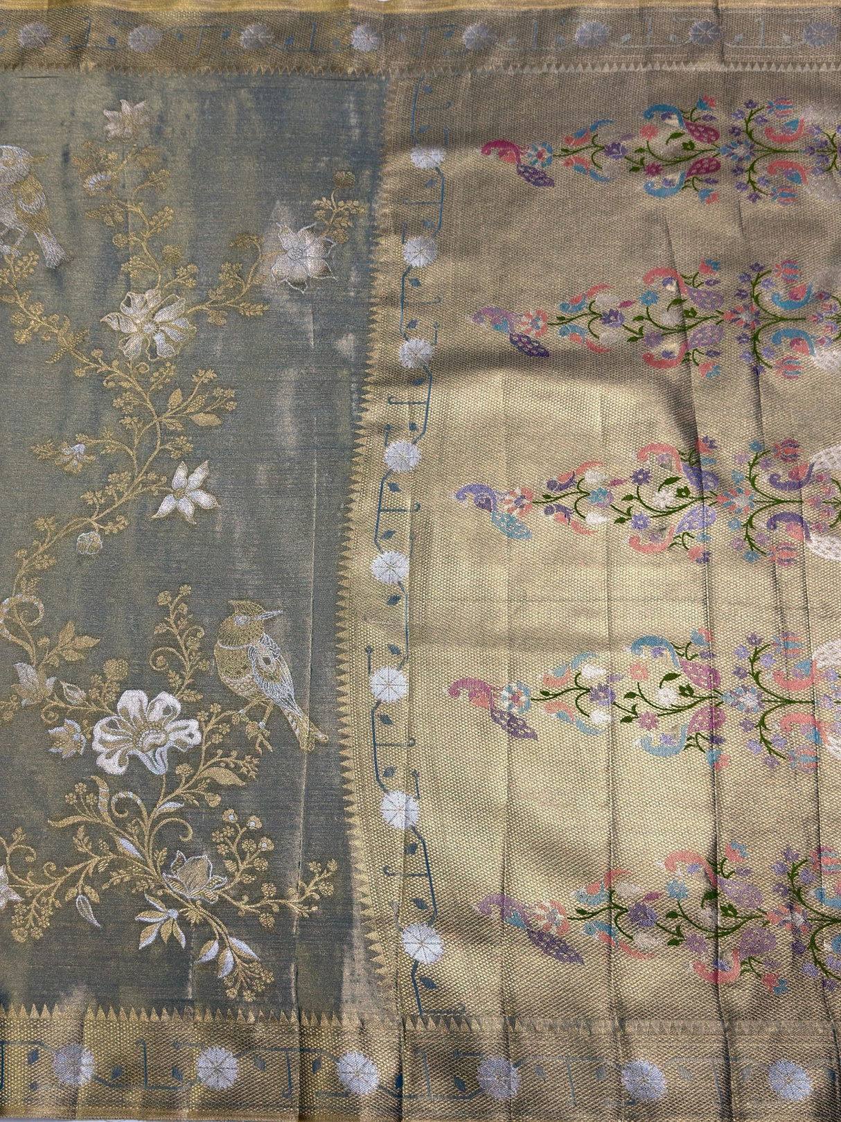 MIMOSA Sapphire Saree Saree — pallu and zari work detail