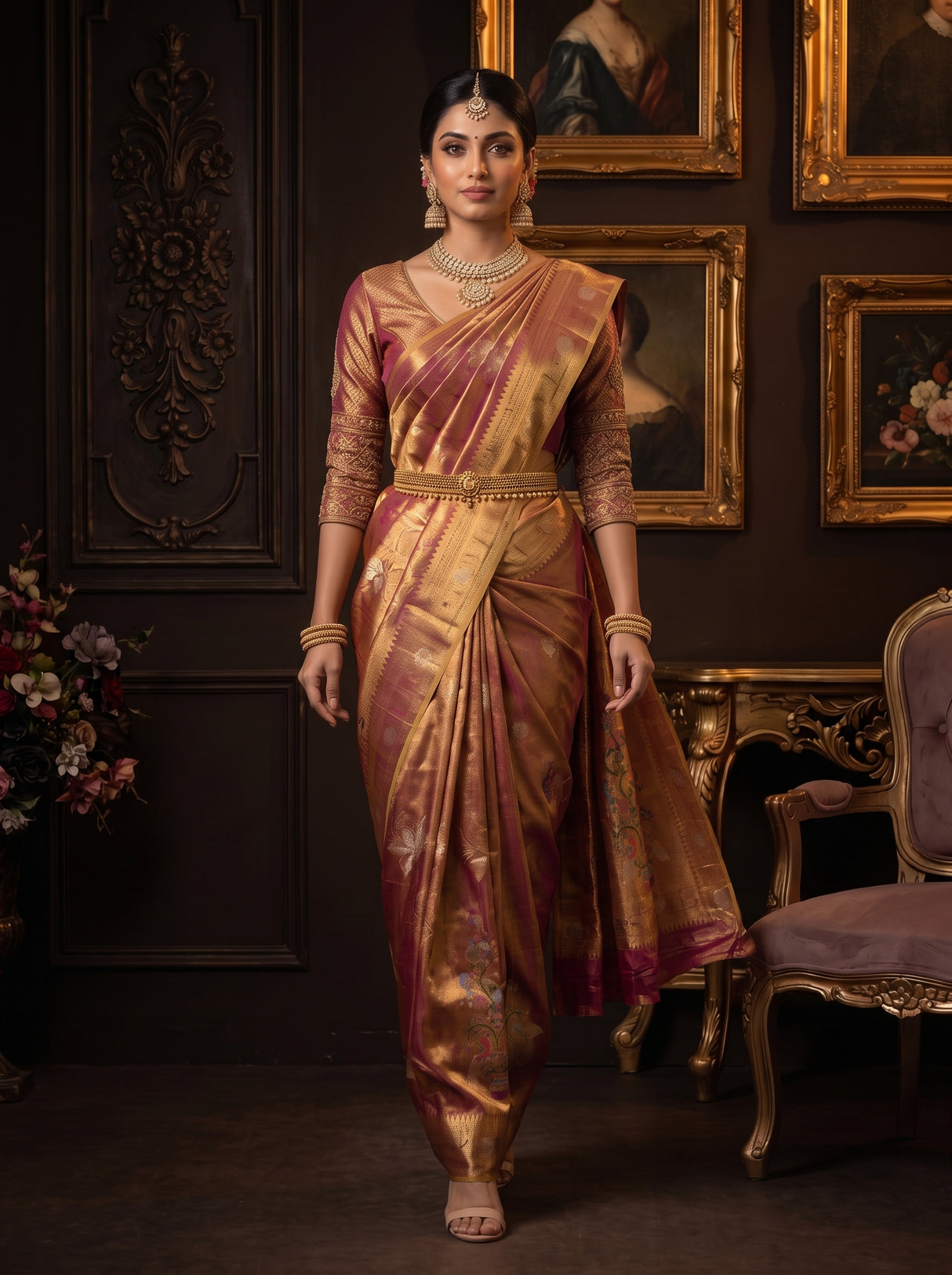 MIMOSA Wine Saree Saree — pose 7 styling detail