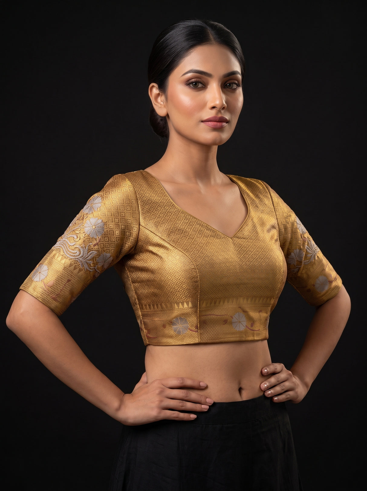 MIMOSA Wine Saree Saree — blouse close-up