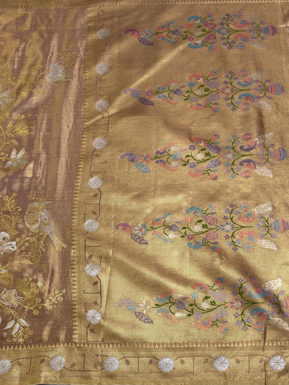 MIMOSA Wine Saree Saree — pallu and zari work detail