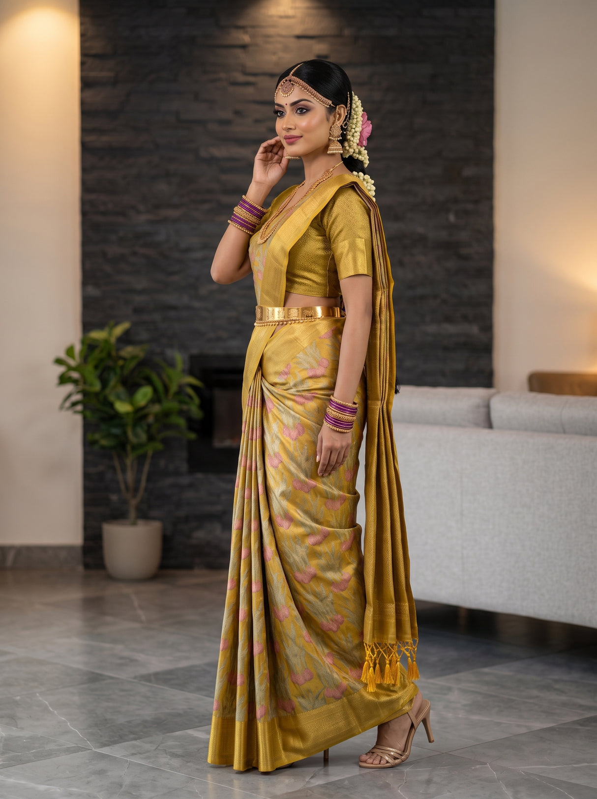 MIMOSA Gold Saree Saree — pose 3 styling detail