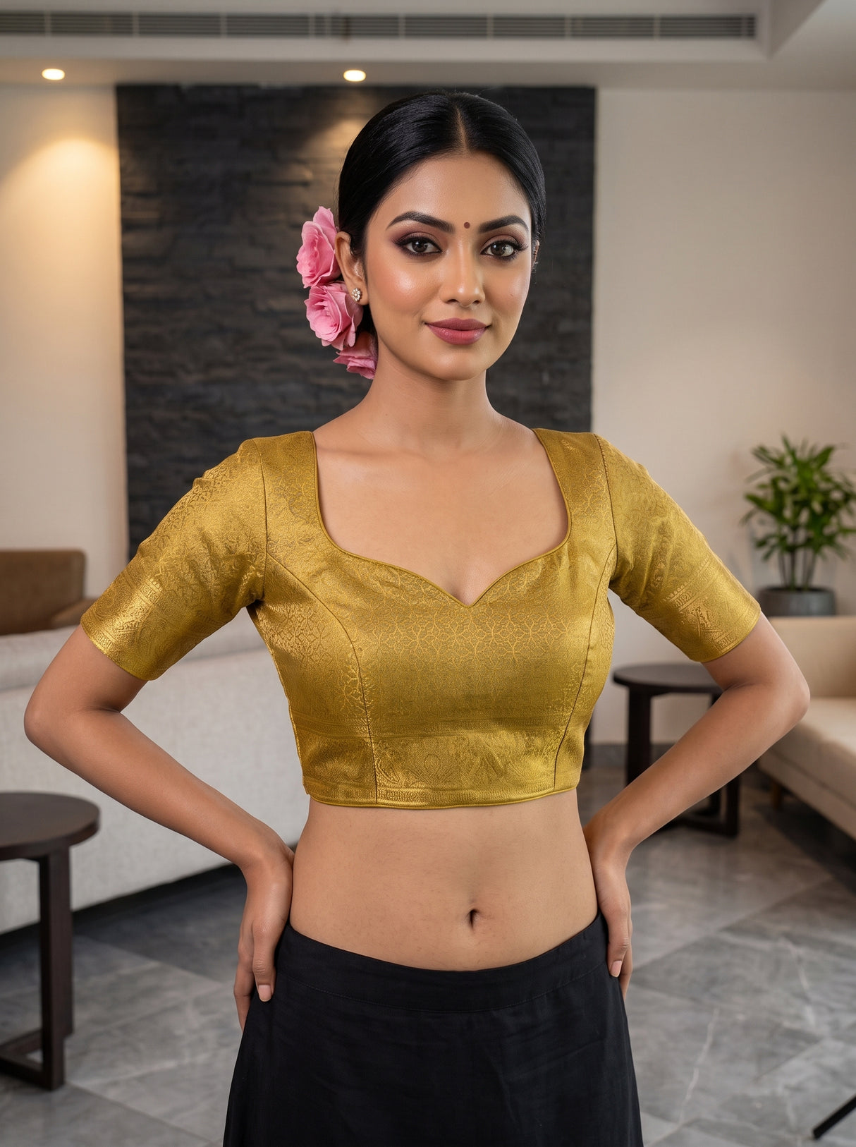 MIMOSA Gold Saree Saree — blouse close-up