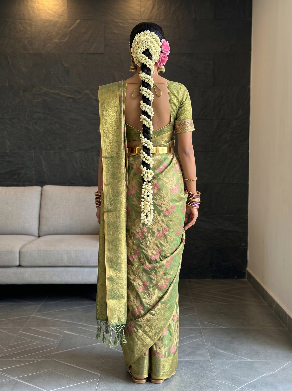 MIMOSA Green Saree Saree — pose 2 styling detail