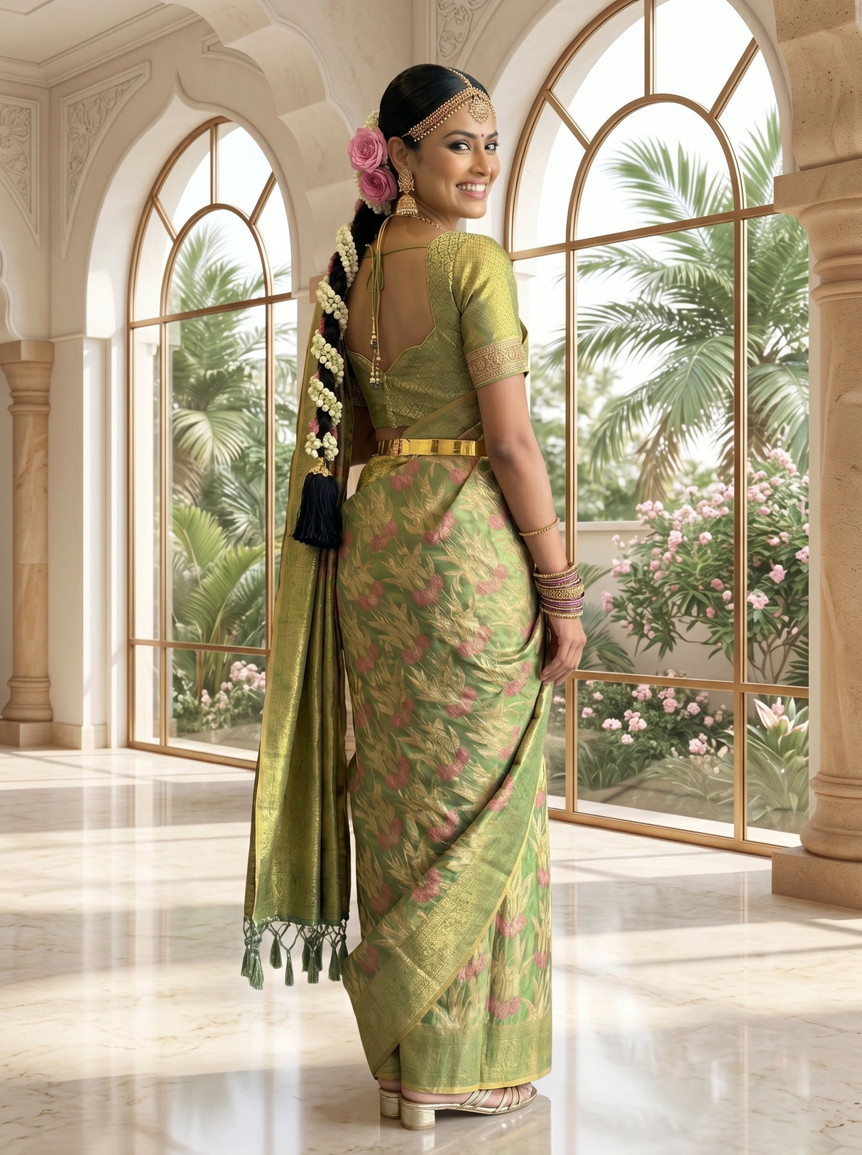 MIMOSA Green Saree Saree — pose 7 styling detail