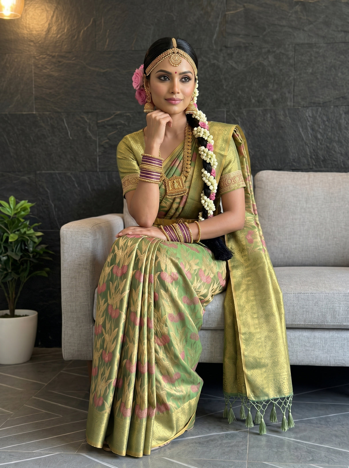 MIMOSA Green Saree Saree — pose 8 styling detail