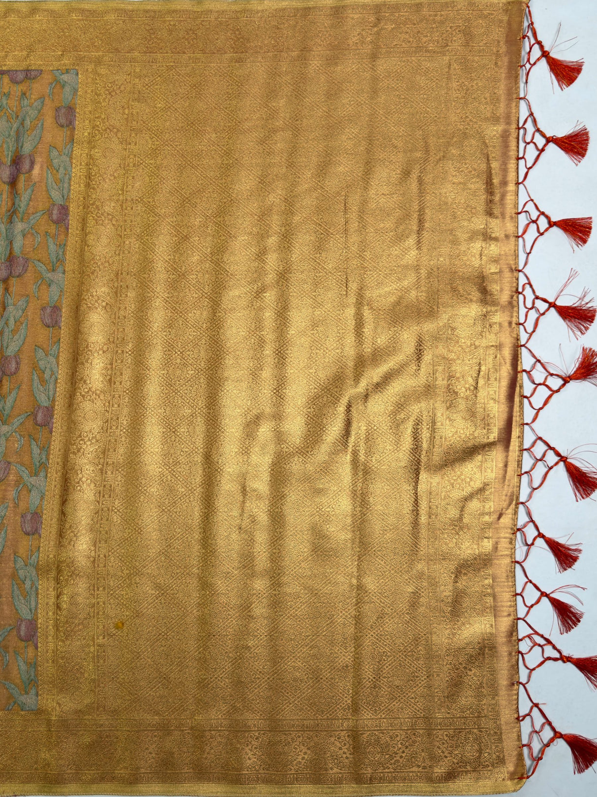 MIMOSA Red Saree Saree — pallu and zari work detail