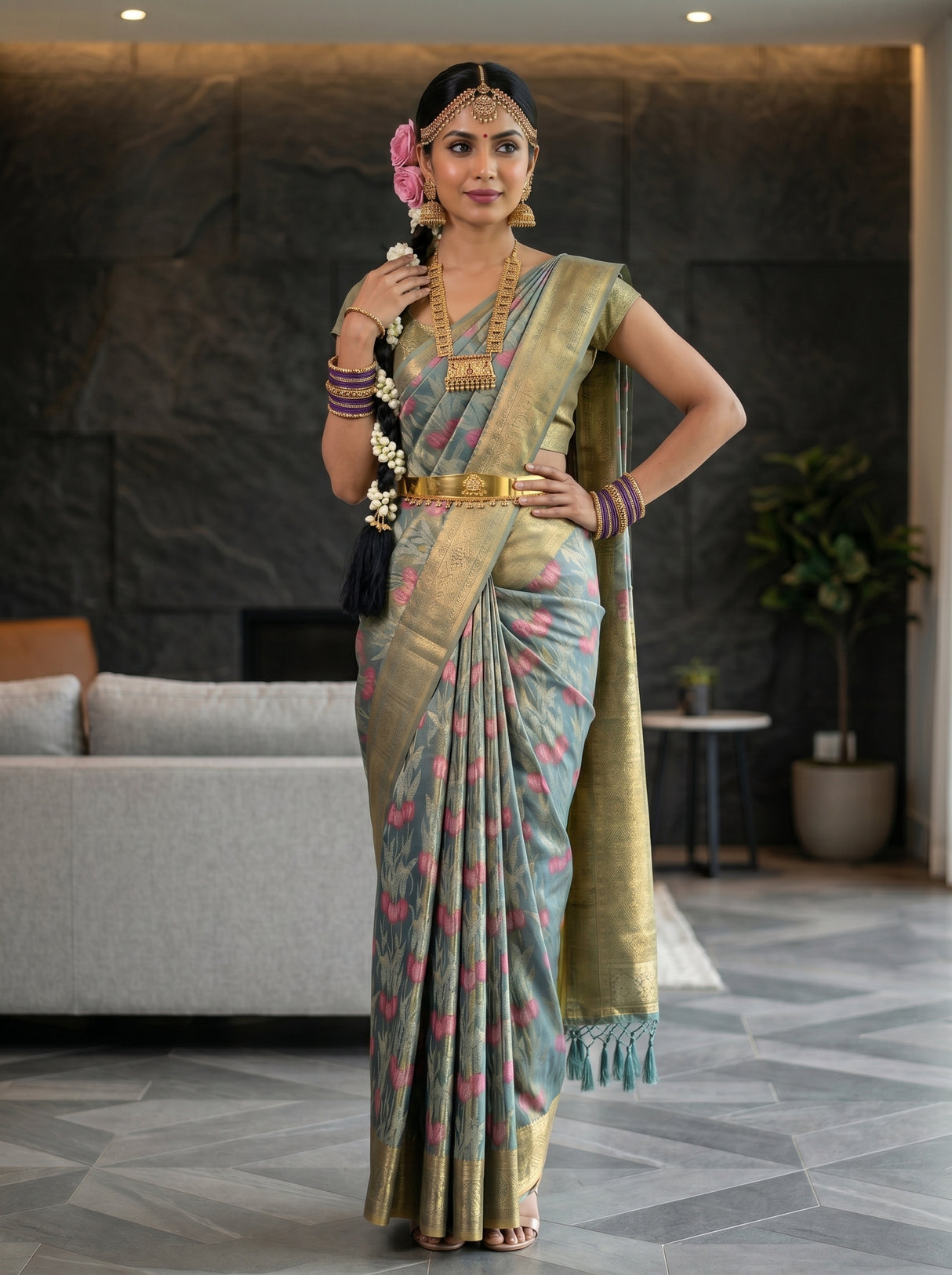 MIMOSA Sapphire Saree Saree — pose 4 styling detail