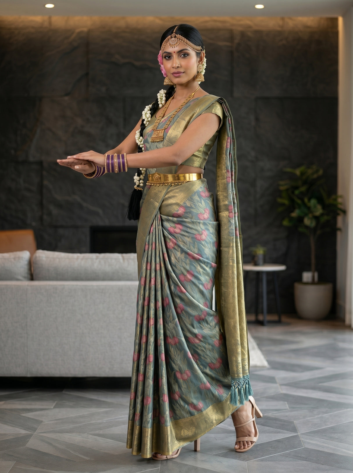 MIMOSA Sapphire Saree Saree — pose 5 styling detail