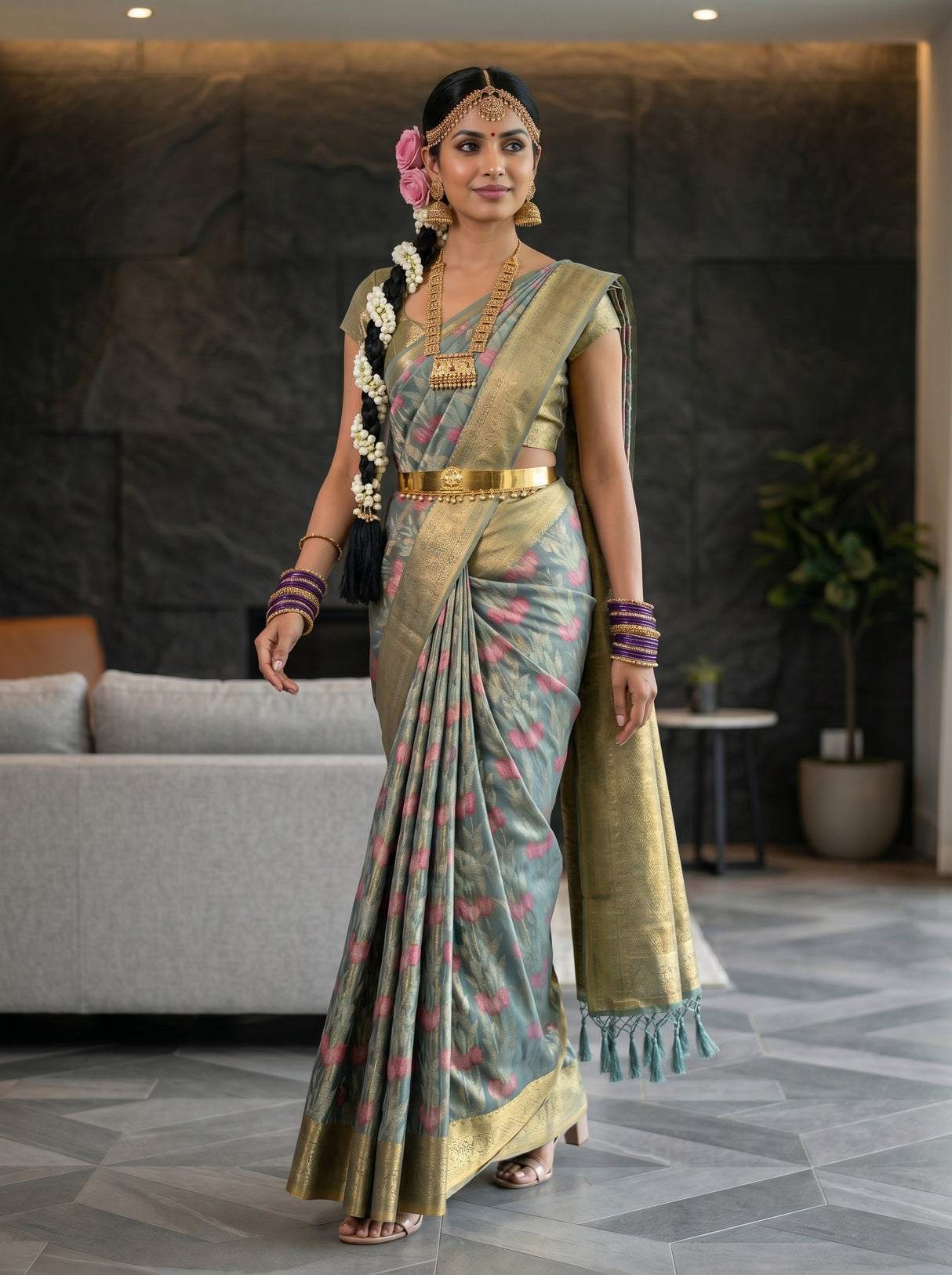 MIMOSA Sapphire Saree Saree — pose 6 styling detail
