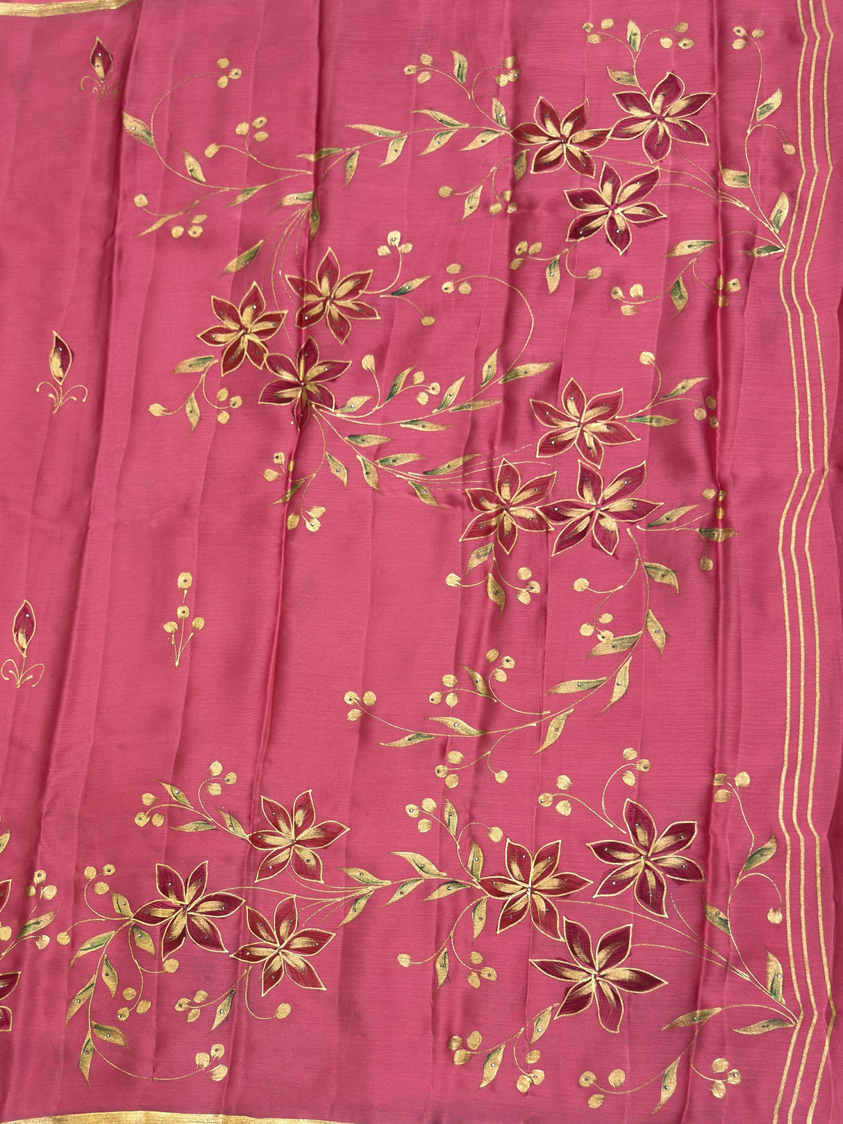MIMOSA Pink Banarasi chiffon Saree — ground detail