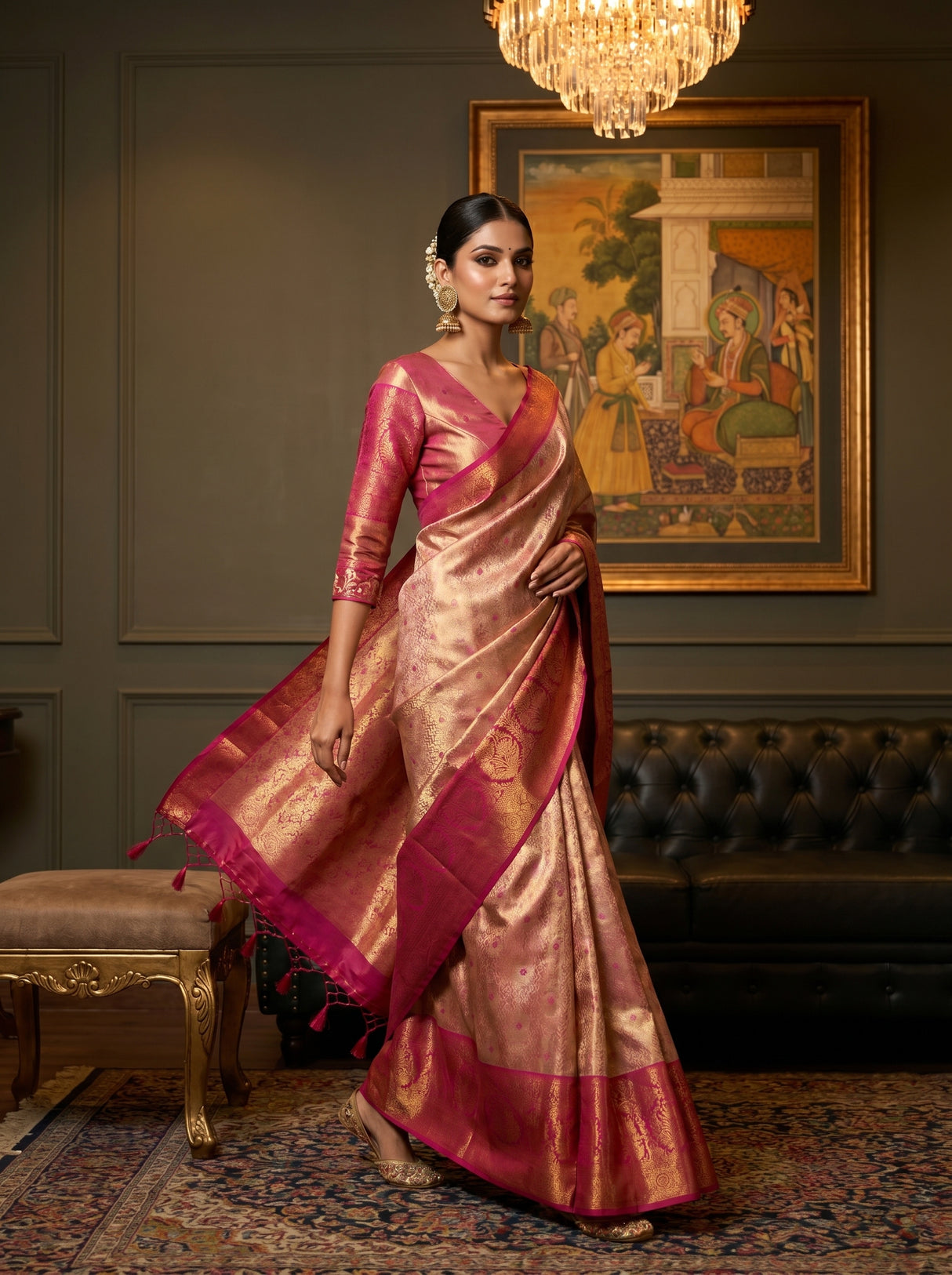 MIMOSA Gajari Kanjivaram Art Silk Saree β pose 7 styling detail