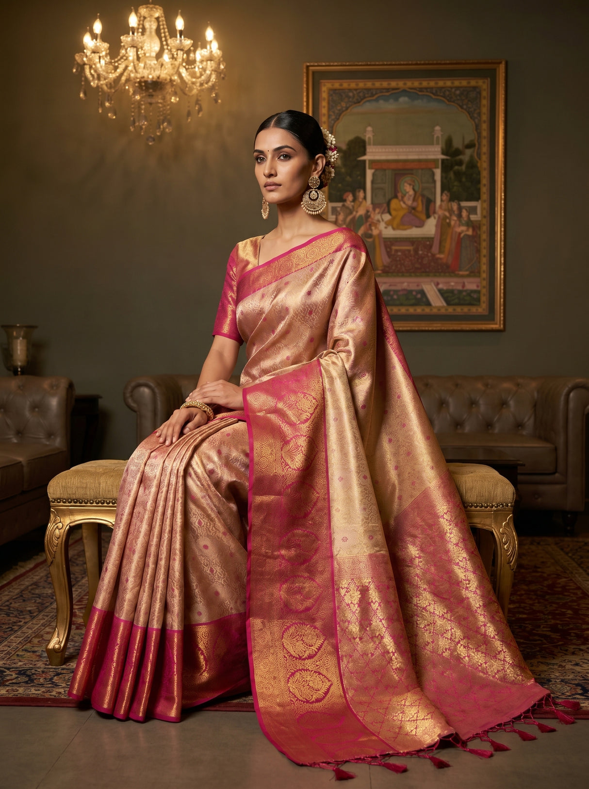 MIMOSA Gajari Kanjivaram Art Silk Saree β pose 8 styling detail
