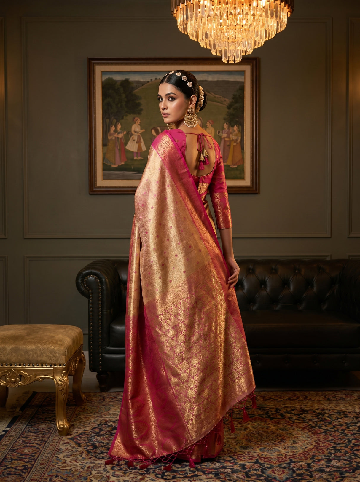 MIMOSA Gajari Kanjivaram Art Silk Saree β pose 9 styling detail